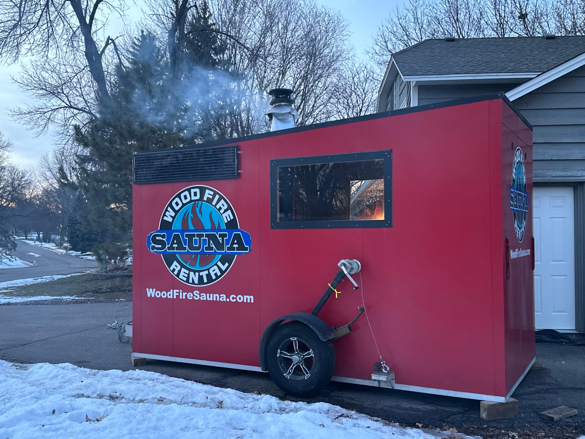 Sauna exterior evening